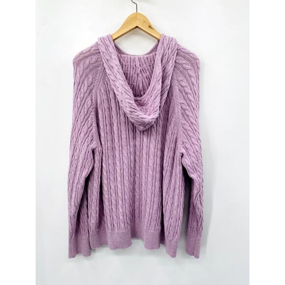 J. Crew Purple Cable Knit Hoodie cashmere blend Sweater - Picture 4 of 5
